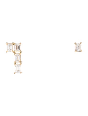 Earrings Stud 14K Diamond Mismatched