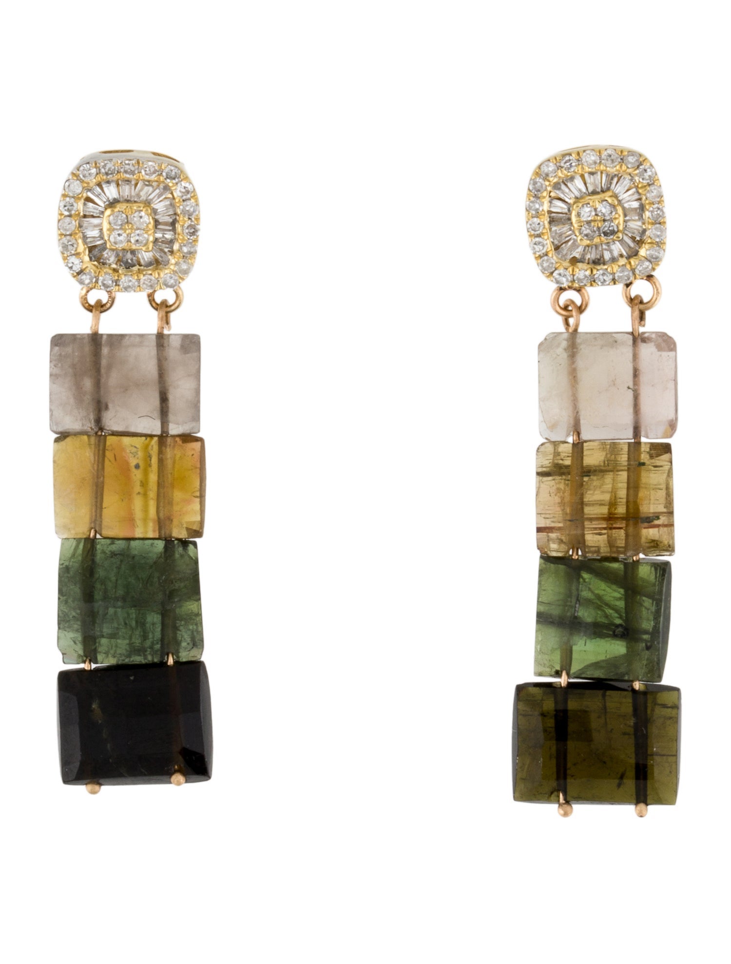 Earrings 14K Tourmaline & Diamond Drop Earrings