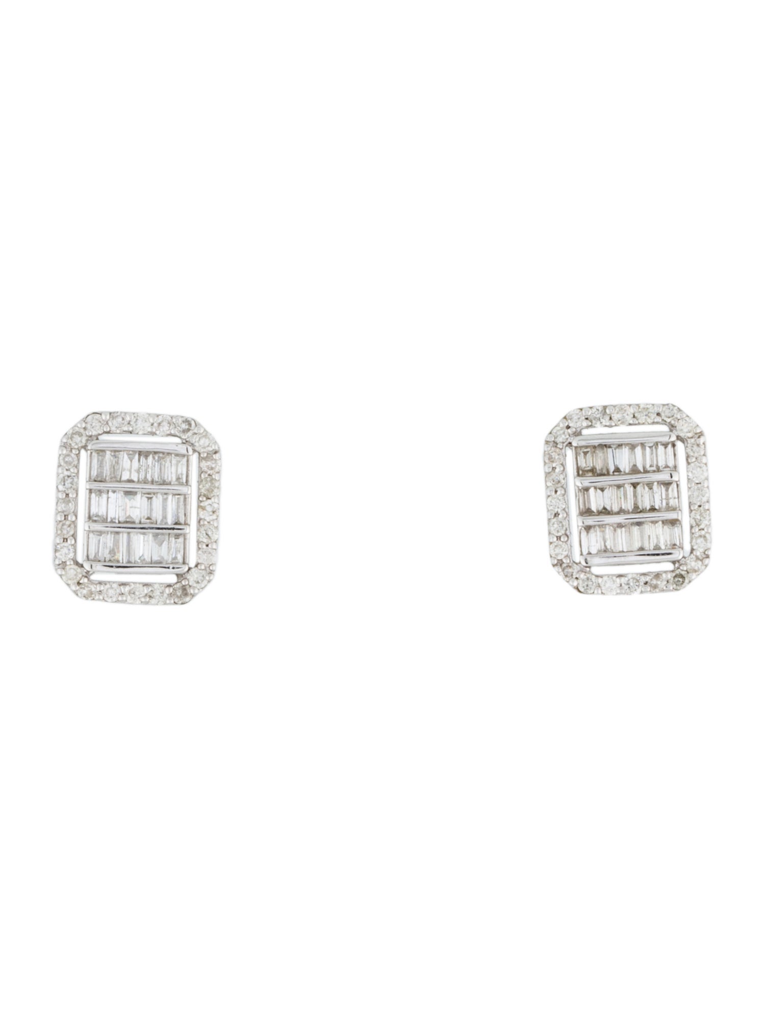 Earrings 14K Diamond Square Stud