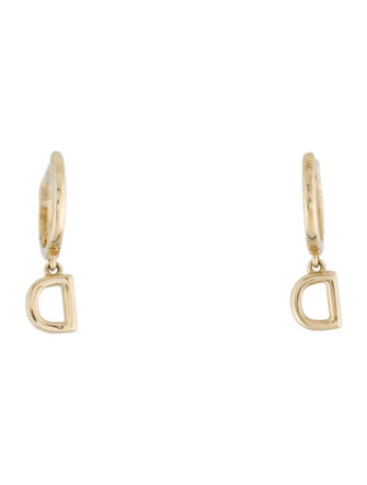 Earrings 14K Diamond 'D' Huggie Drop Earrings