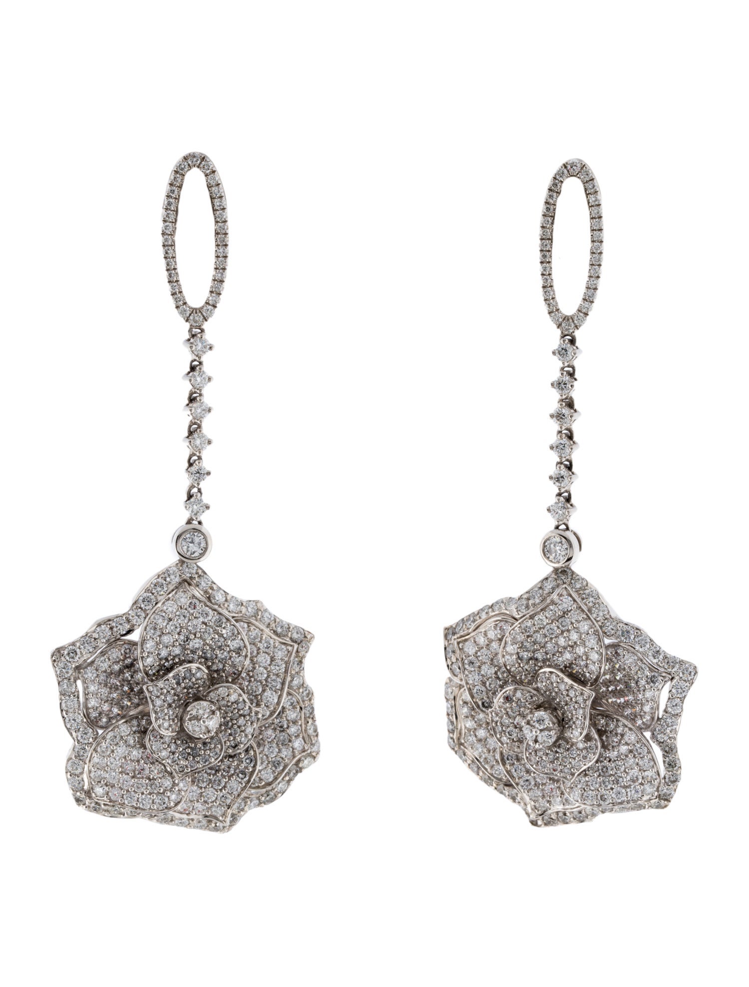 Earrings 18K 4.41ctw Diamond Flower Drop Earrings