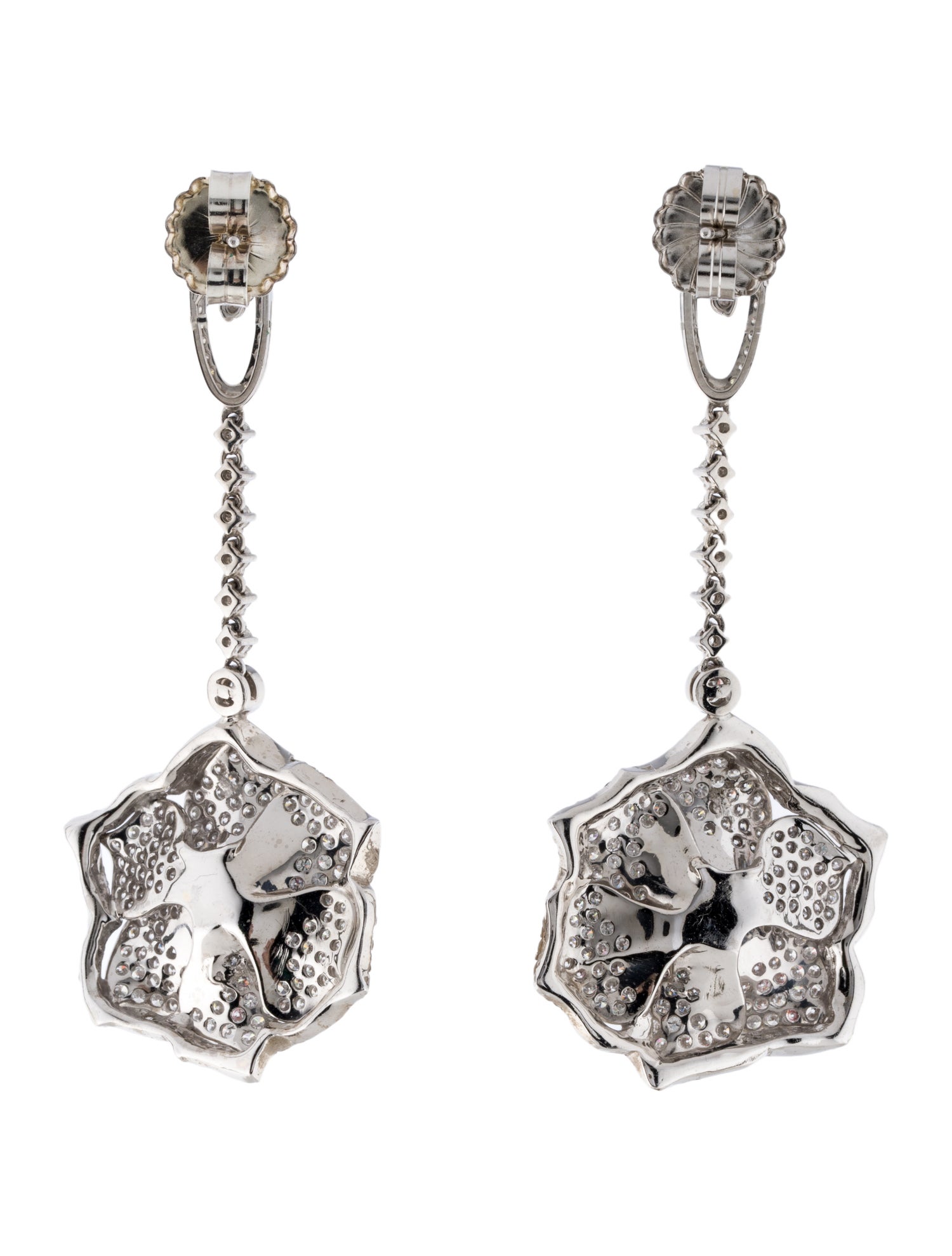 Earrings 18K 4.41ctw Diamond Flower Drop Earrings