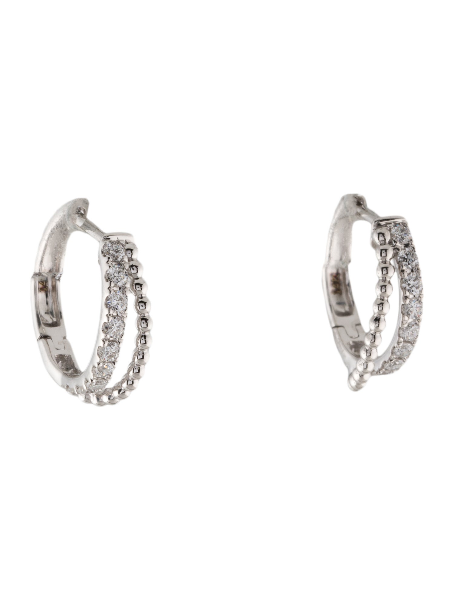 Earrings 14K Diamond Triangular Inside-Out Hoop Earrings - Rhodium ...