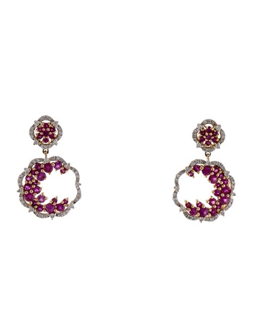 Earrings 14K Ruby & Diamond Drop Earrings