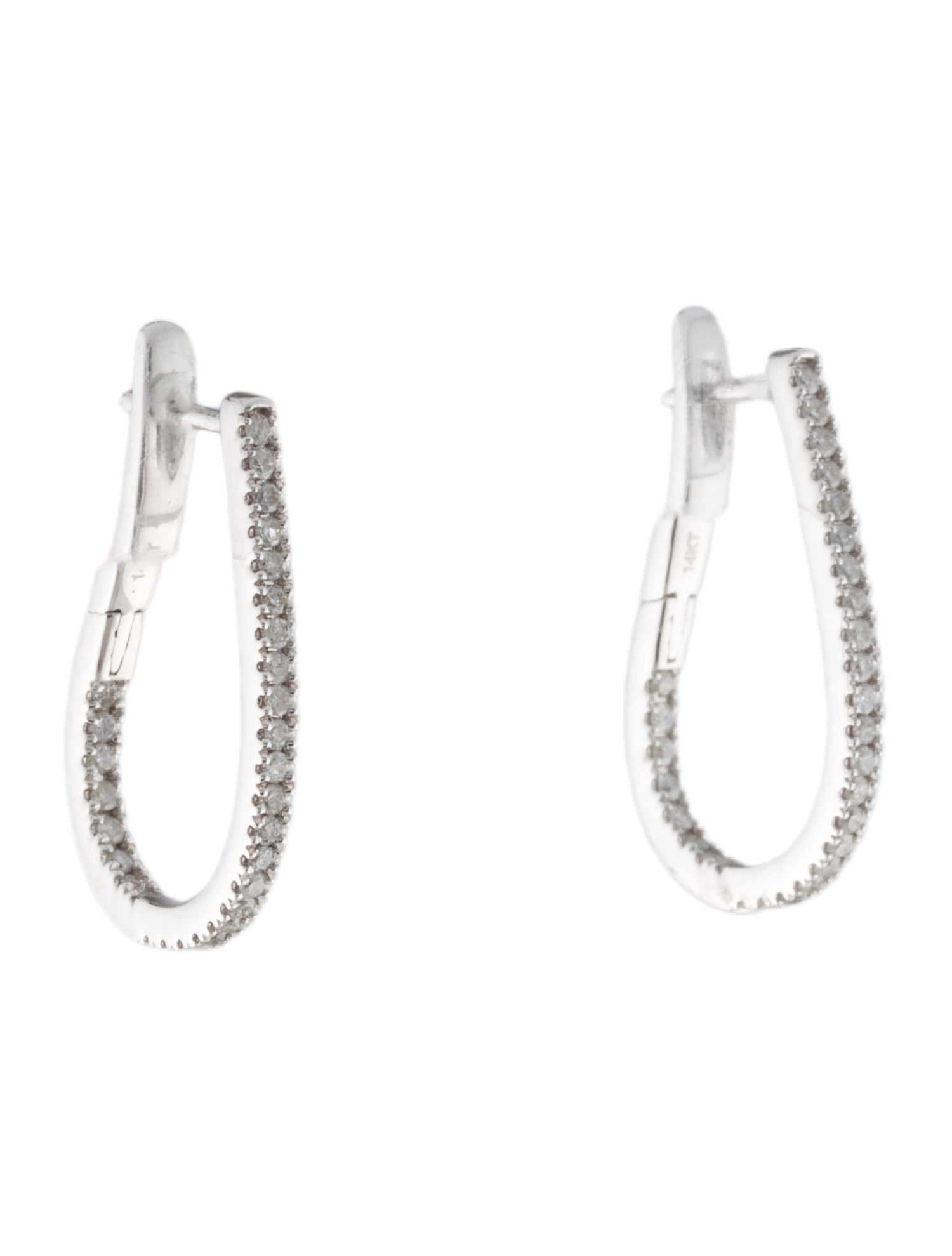 Earrings 14K Diamond Inside-Outside J Hoop Earrings