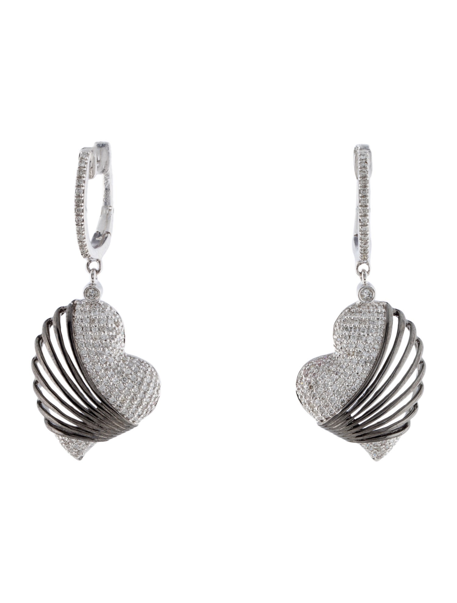 Earrings 14K Diamond Heart Drop Earrings