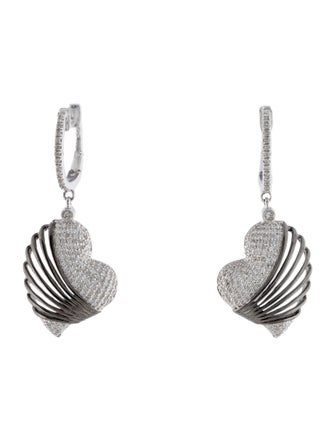 Earrings 14K Diamond Heart Drop Earrings
