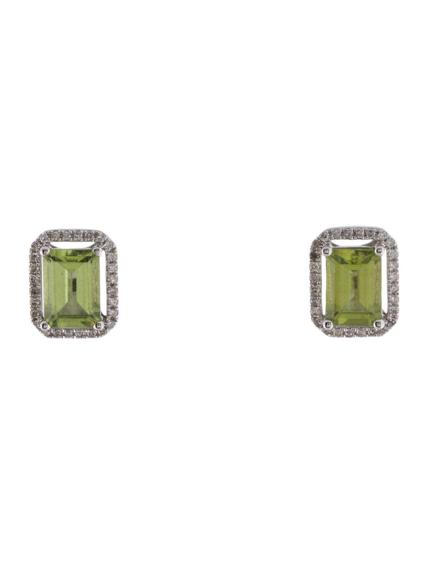 Earrings 14K Peridot & Diamond Stud Earrings