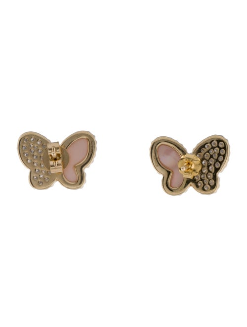 Earrings 14K Diamond & Dyed Mother of Pearl Butterfly Stud Earrings
