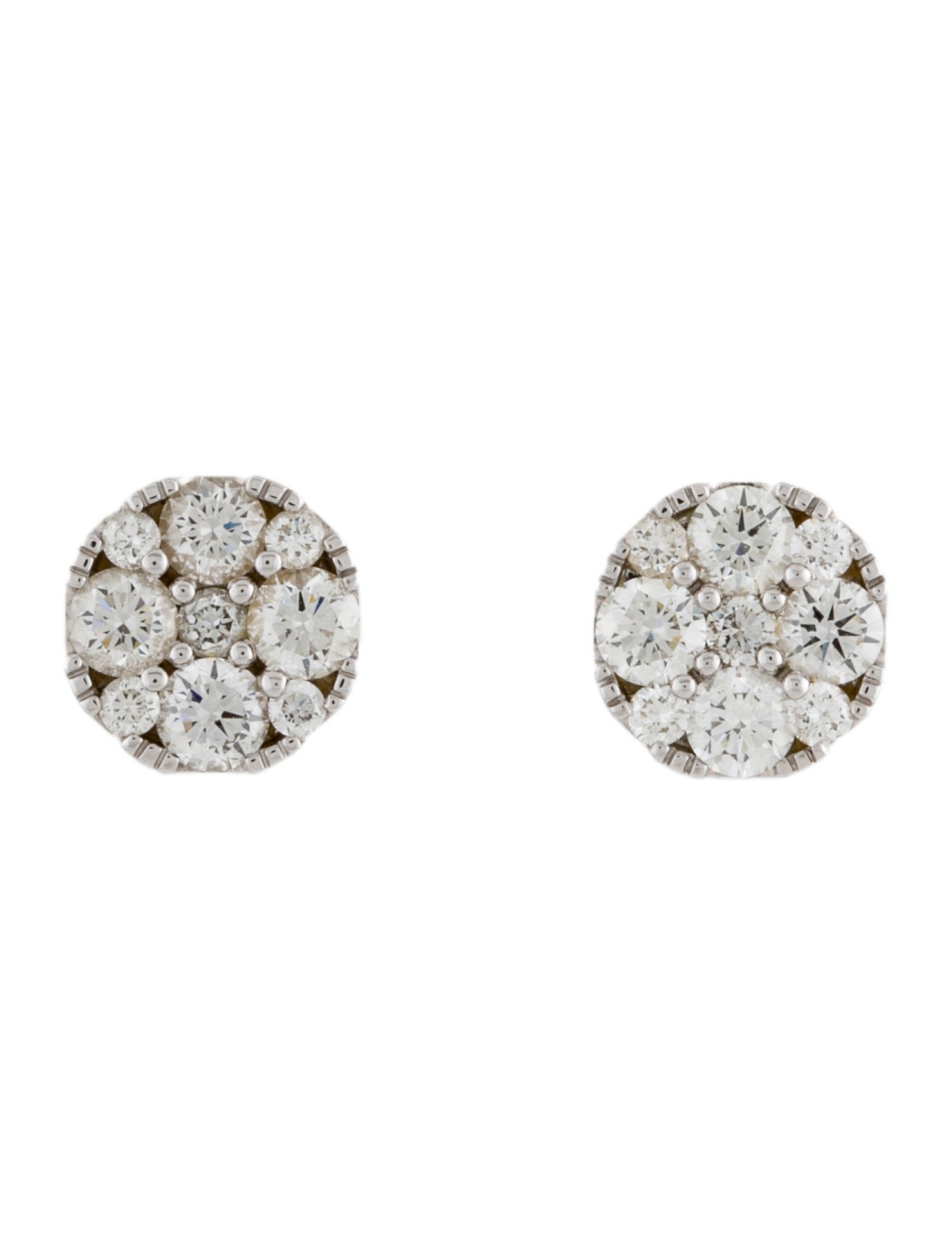 Earrings 14K Diamond Cluster Stud Earrings