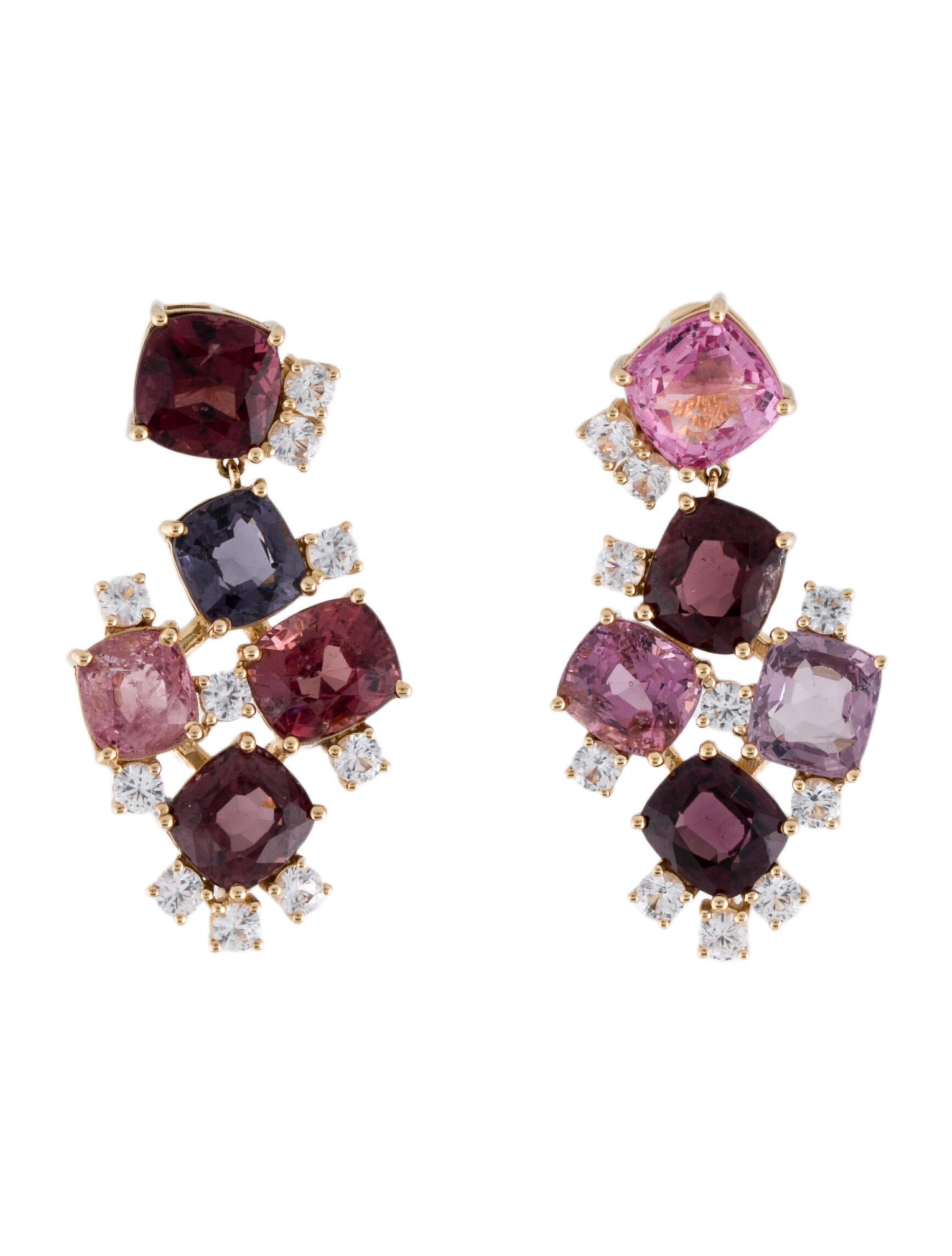 Earrings 18K Spinel & Sapphire Drop
