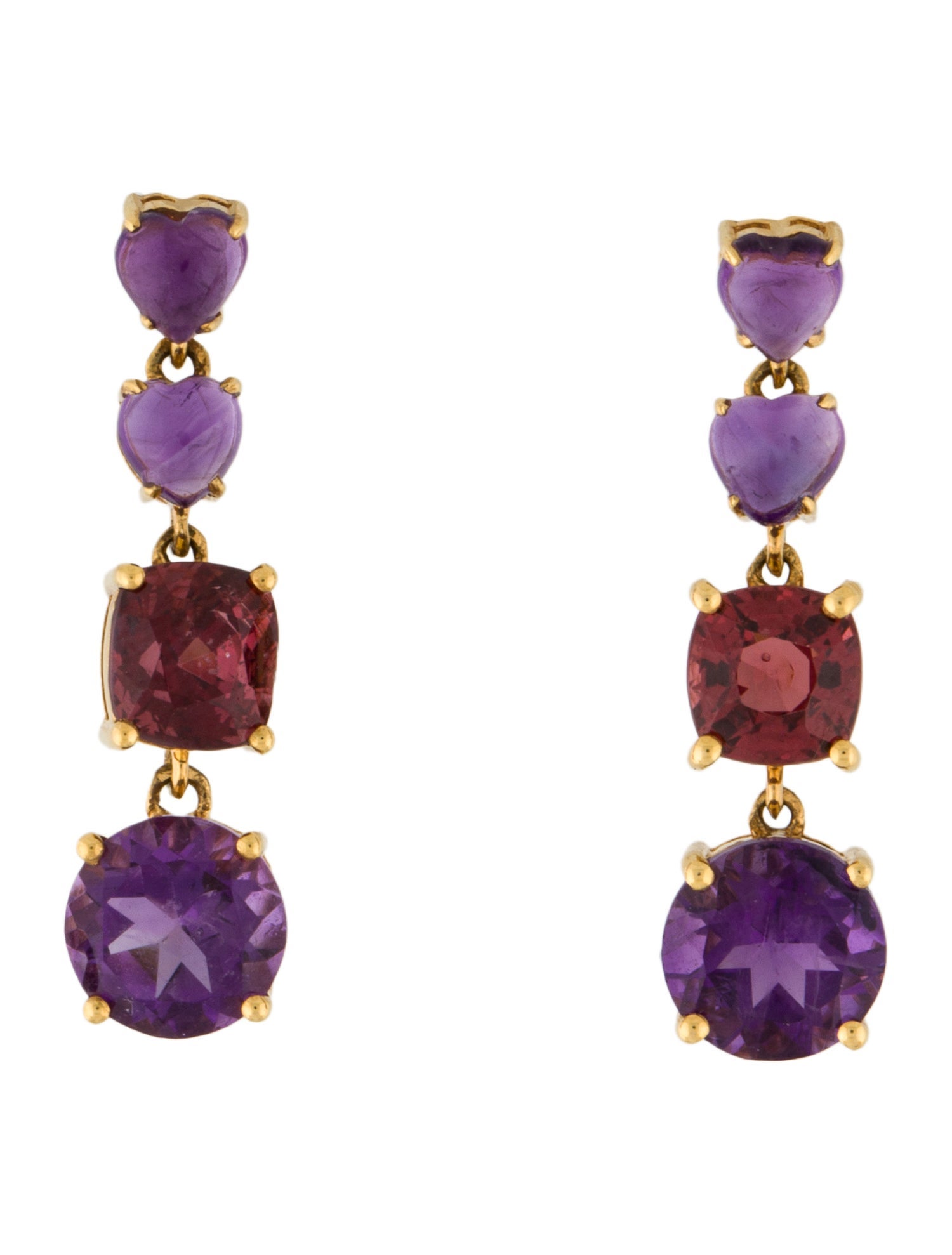 Earrings 18K 3.42ctw Amethyst & Spinel Drop Earrings