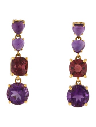 Earrings 18K 3.42ctw Amethyst & Spinel Drop Earrings