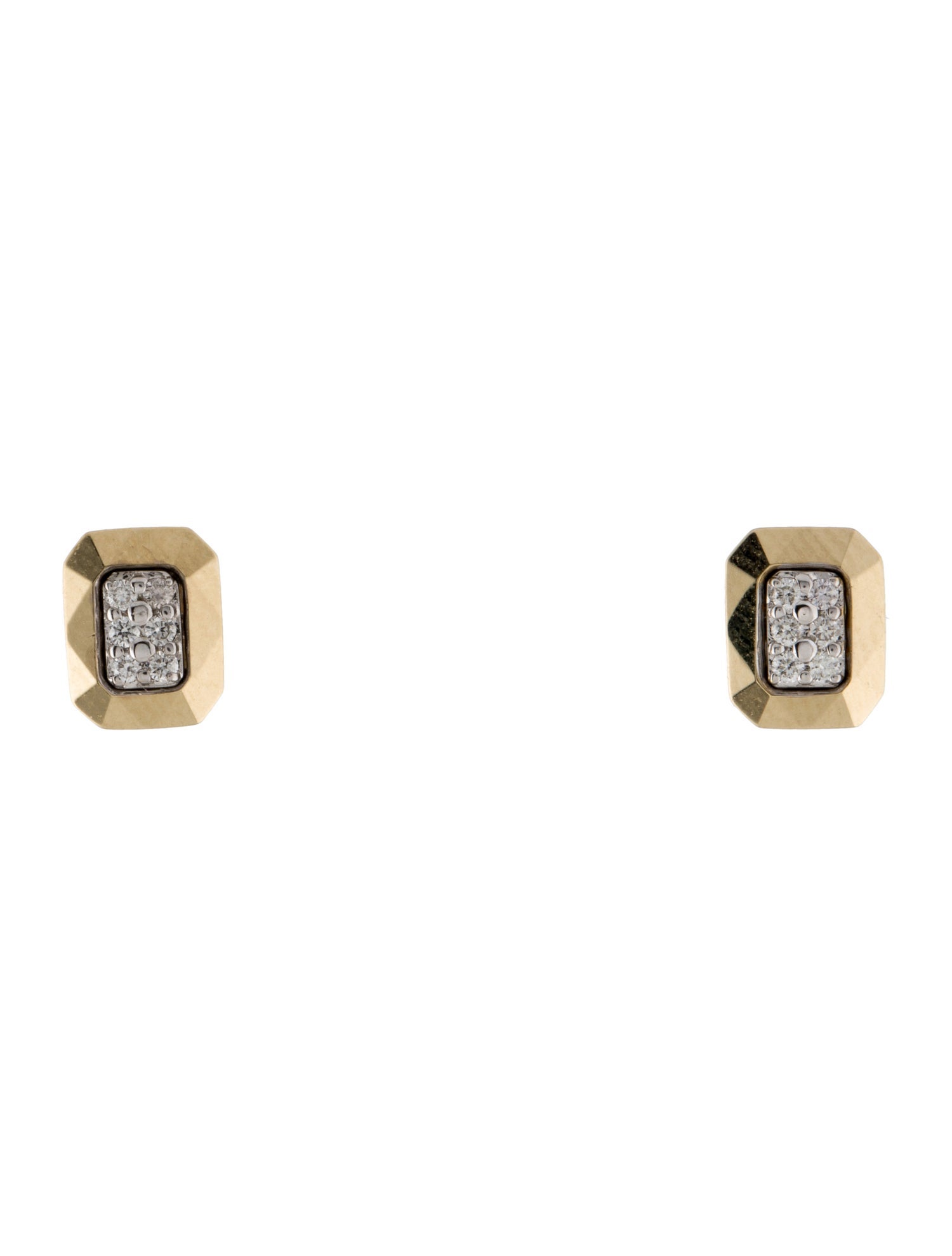 Earrings 14K Diamond Rectangular Stud