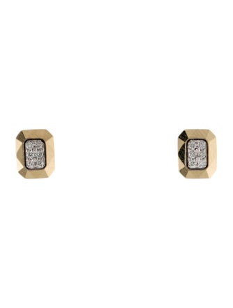 Earrings 14K Diamond Rectangular Stud