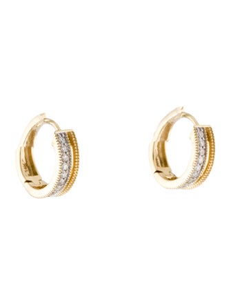 Earrings 14K Diamond Milgrain Edge Huggie Earrings