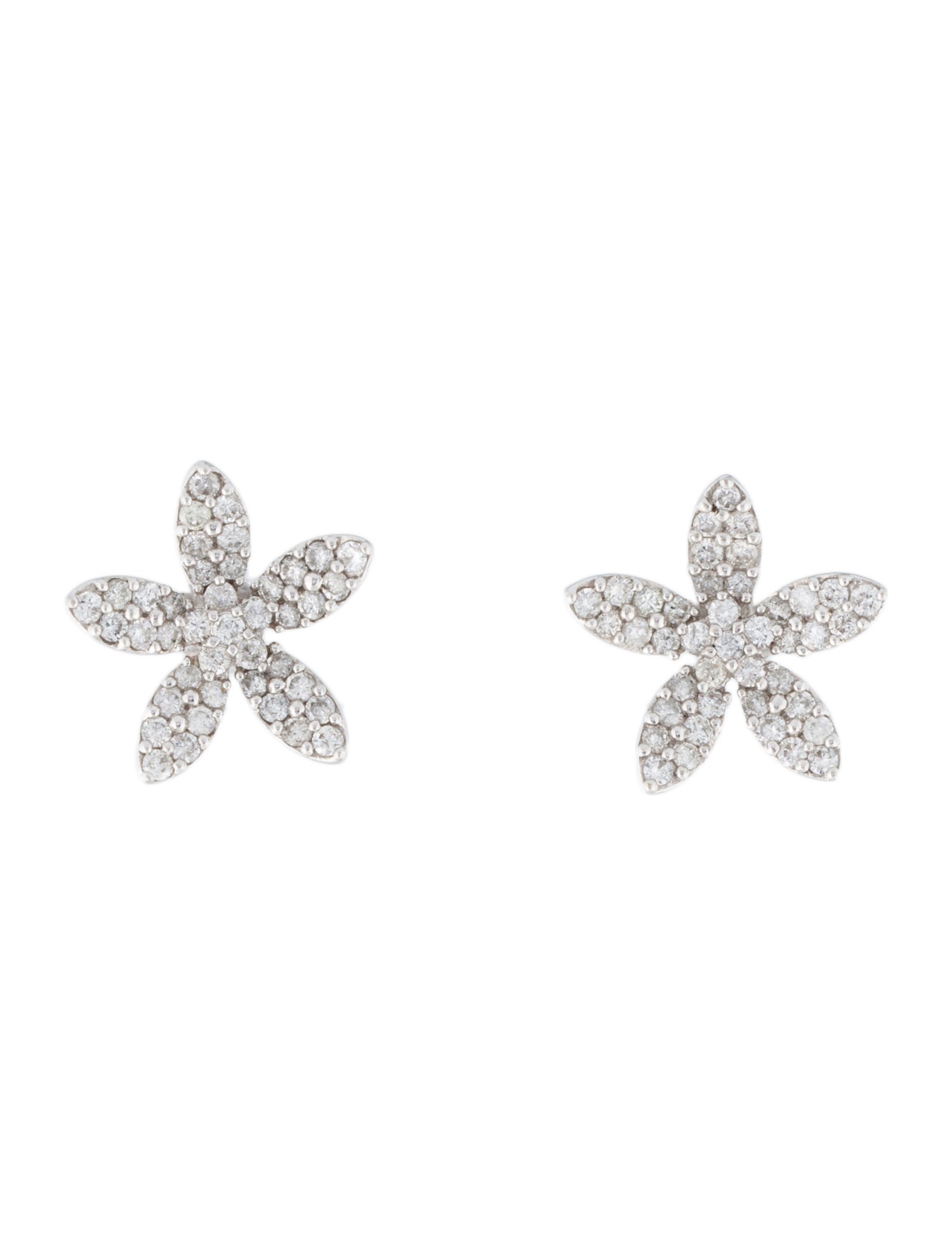 Earrings 14K 1.23ctw Diamond Floral Stud Earrings