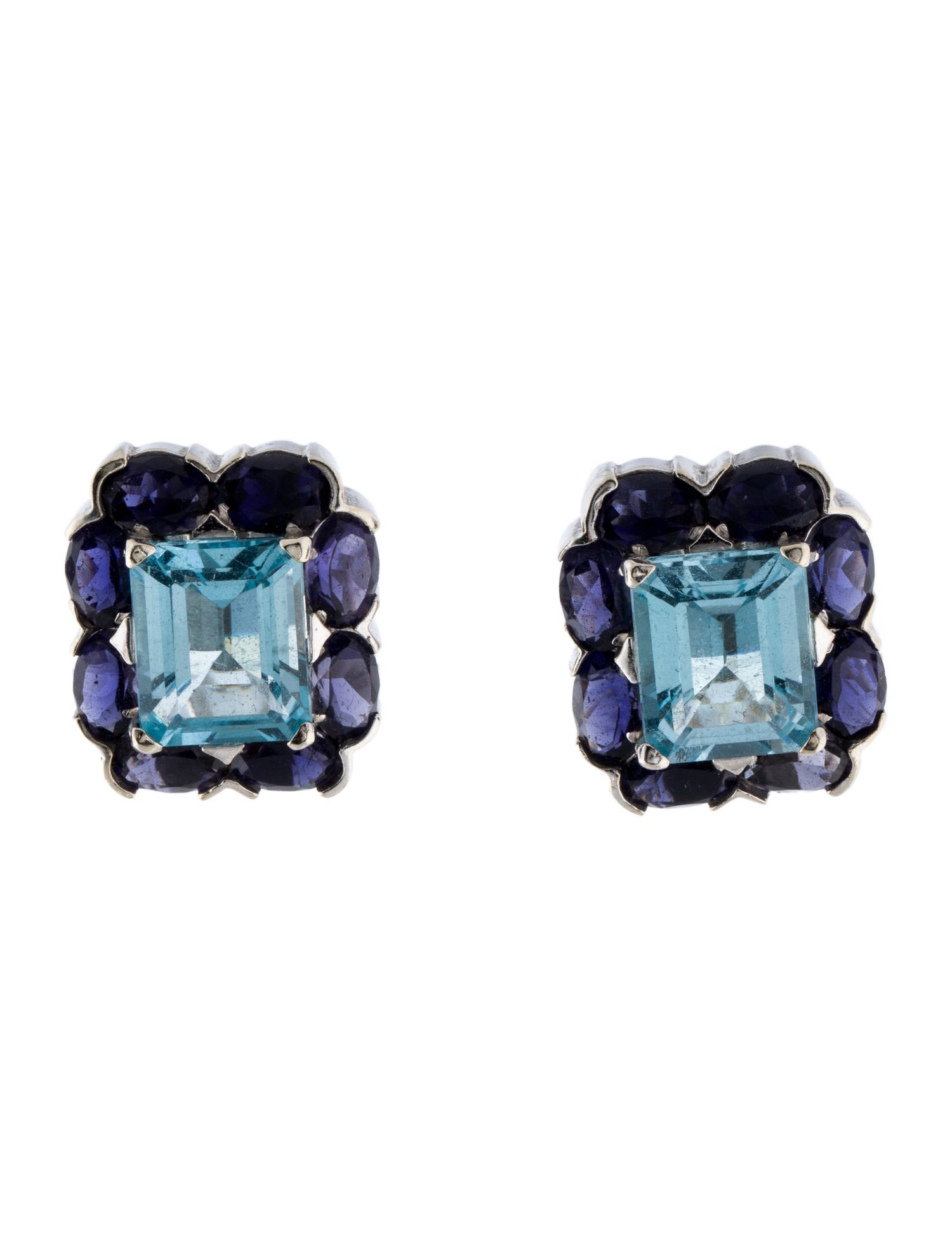 Earrings 14K 5.44ctw Iolite & Topaz Earclip Earrings