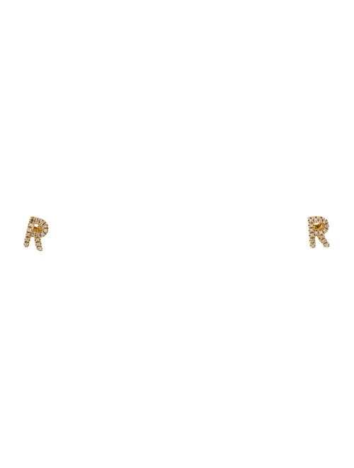 Earrings 14K Diamond Initial 'R' Stud Earrings