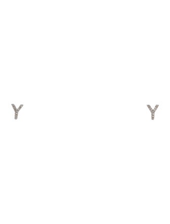 Earrings 14K Diamond Initial 'Y' Stud Earrings