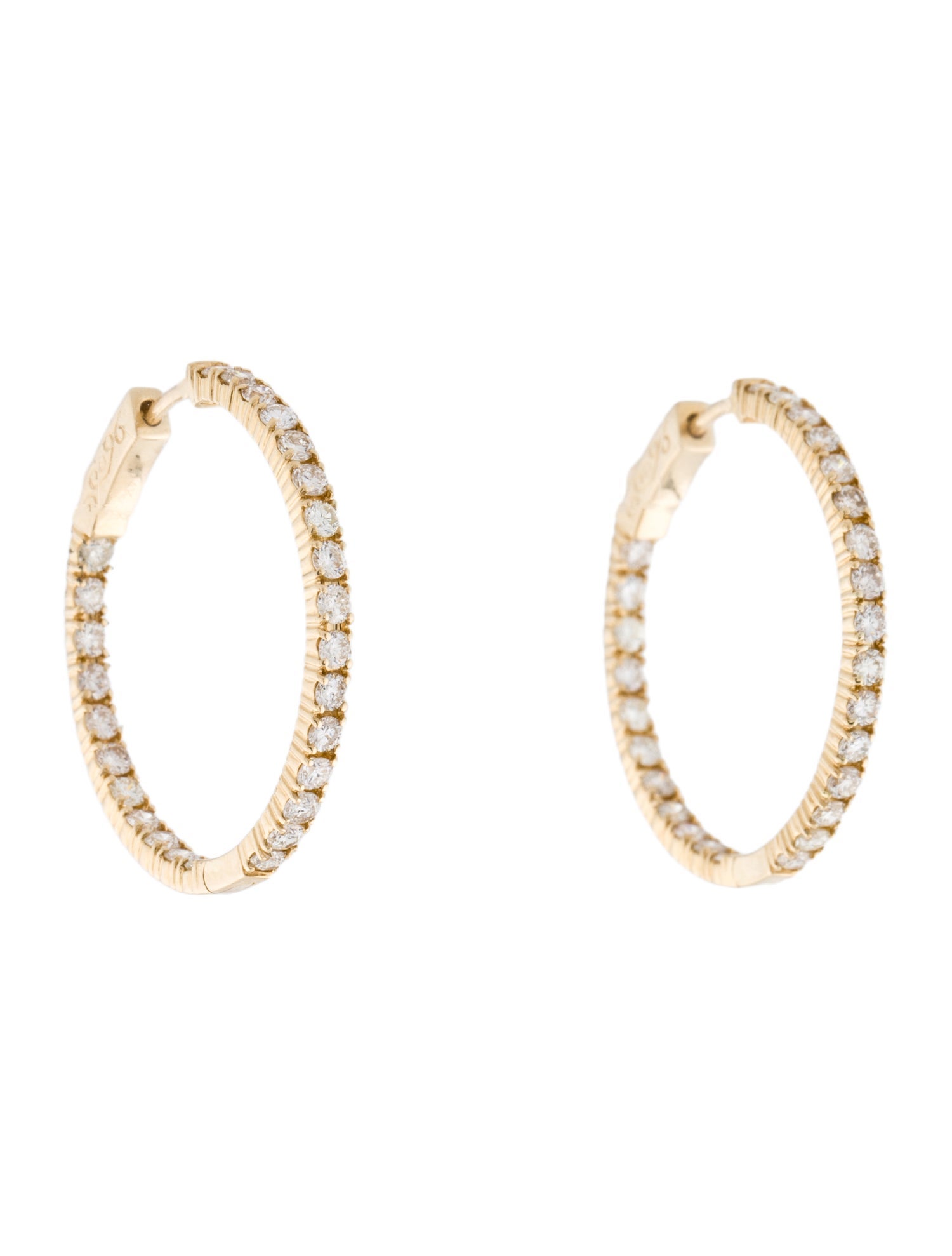 Earrings 14K 1.90ctw Diamond Inside-Outside Hoop Earrings