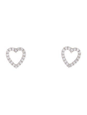 Earrings 18K Diamond Open Heart Small Stud Earrings