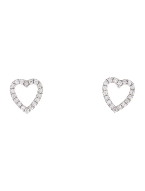 Earrings 18K Diamond Open Heart Small Stud Earrings