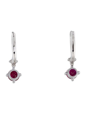 Earrings 14K Ruby & Diamond Hoop Earrings