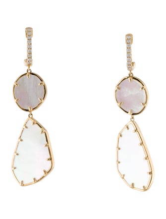 Earrings 14K Diamond & Mother of Pearl Drop Earrings