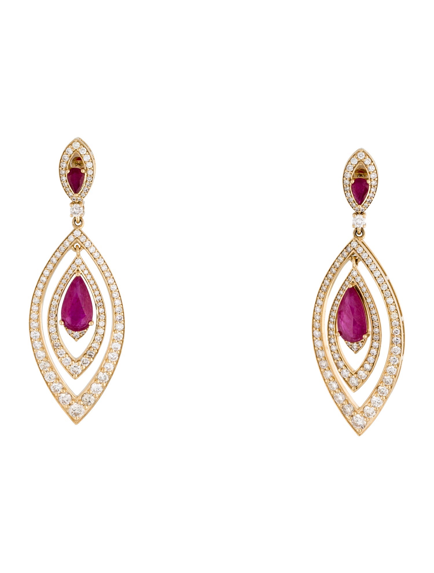 Earrings 18K 3.46ctw Ruby & Diamond Drop Earrings