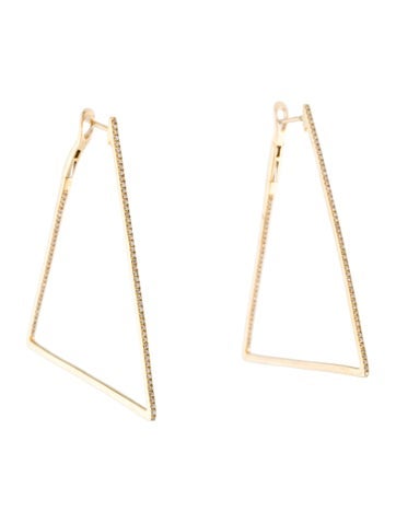 Earrings Hoop 18K Diamond Triangle