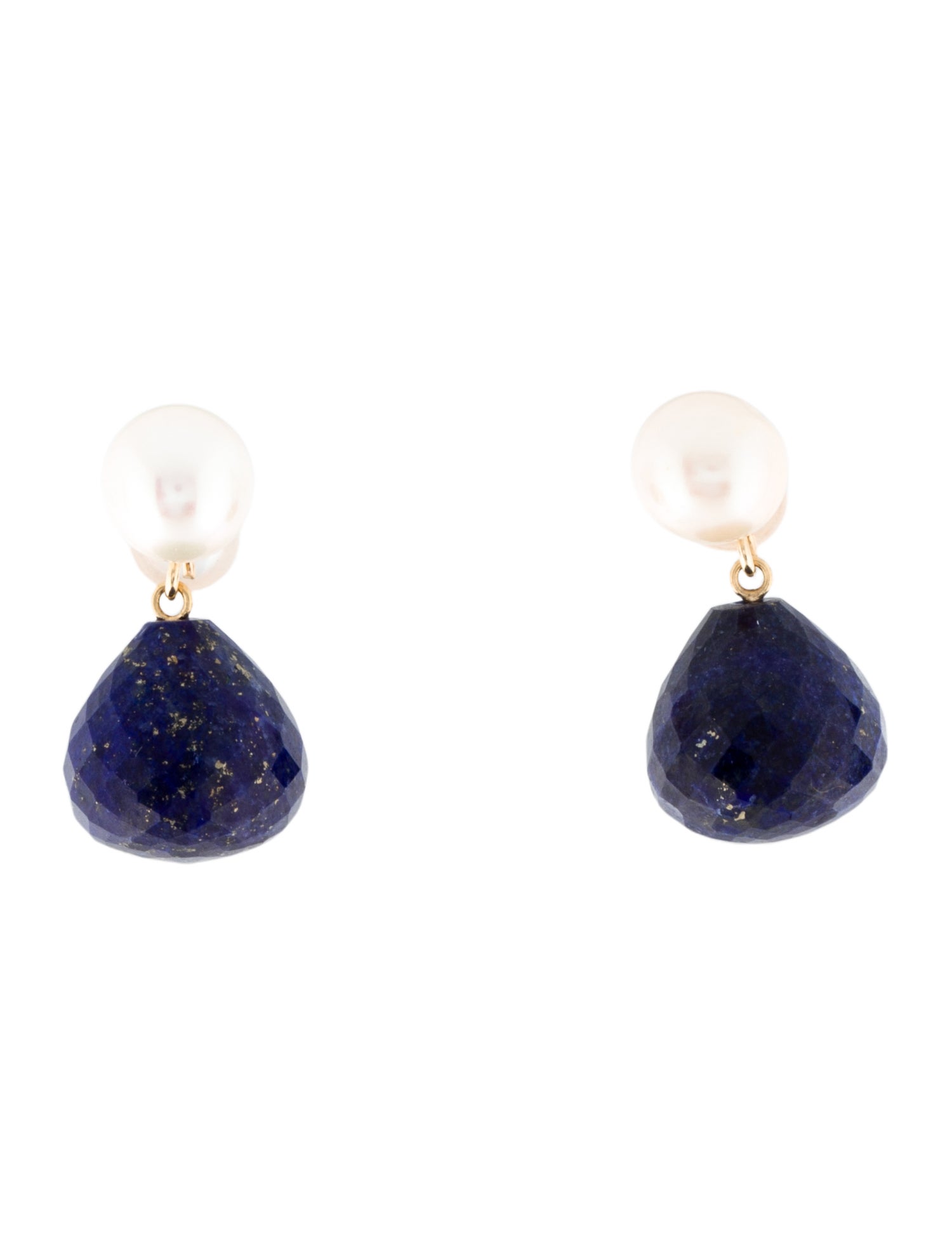 Earrings 14K Pearl & Lapis Lazuli Drop Earrings
