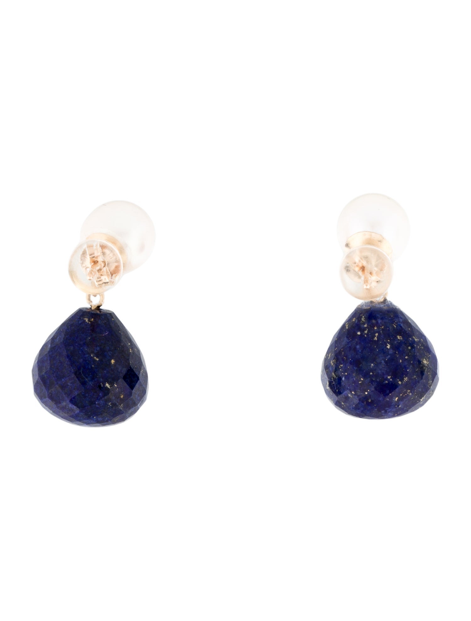 Earrings 14K Pearl & Lapis Lazuli Drop Earrings