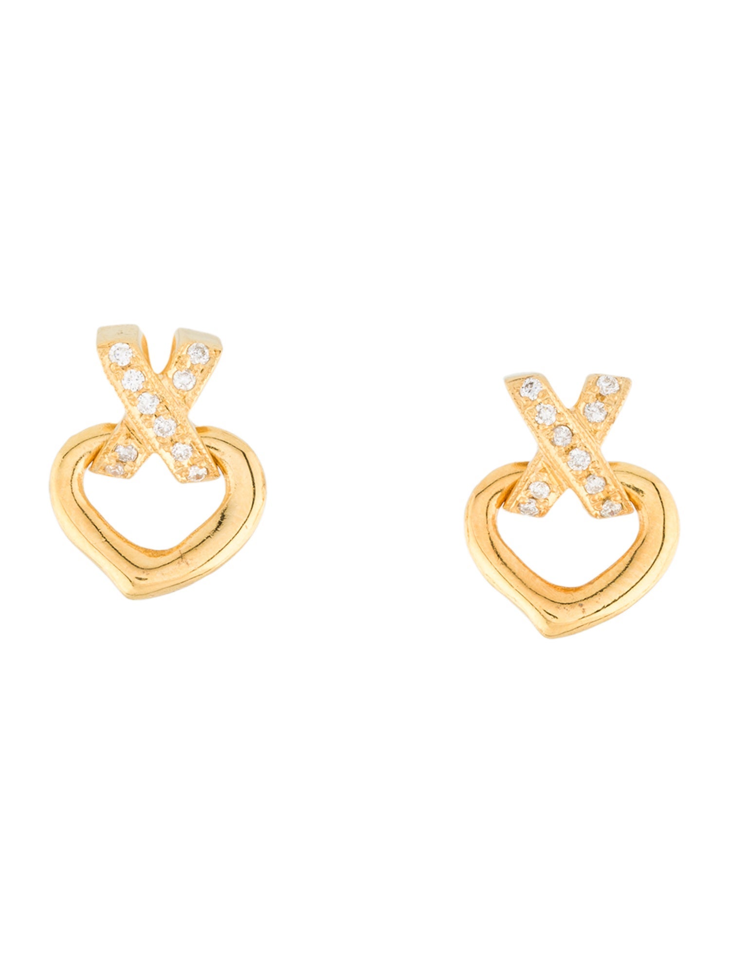 Earrings 14K Heart X Drop Earrings