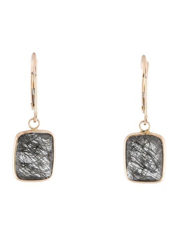 Earrings Drop 14K Tourmalinated Quartz