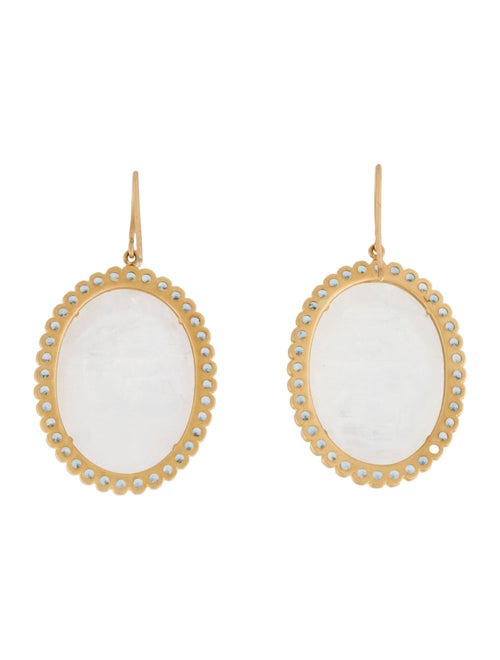 Earrings 18K Moonstone Labradorite & 1.84ctw Aquamarine Drop Earrings