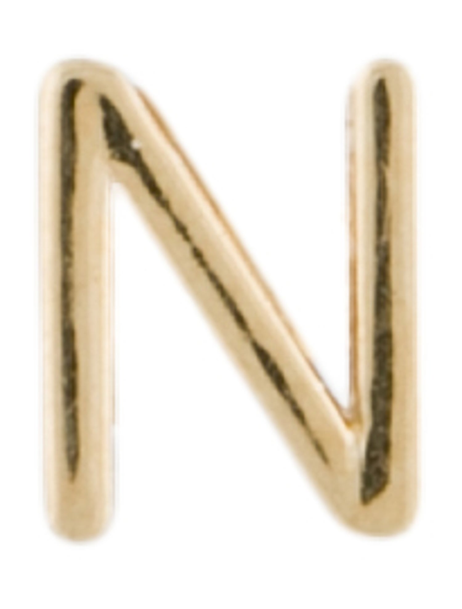 Earrings 14K Initial 'N' Single Stud Earring