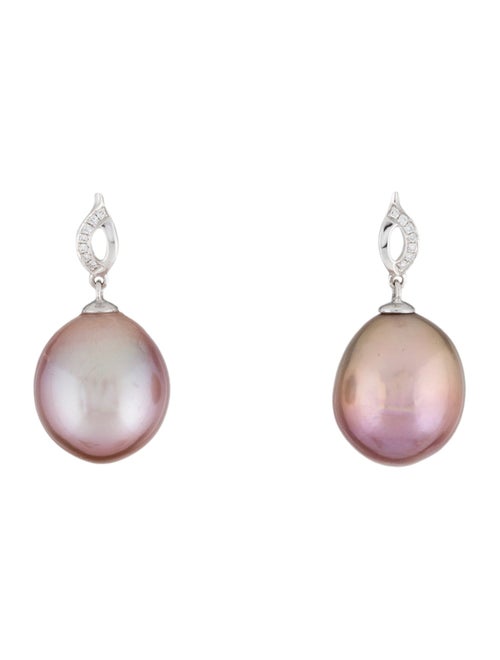 Earrings 18K Pearl & Diamond Drop Earrings