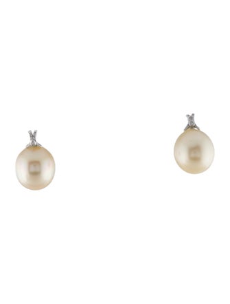 Earrings 18K Pearl & Diamond Drop Earrings