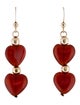 Earrings 14K Carnelian Heart Drop Earrings