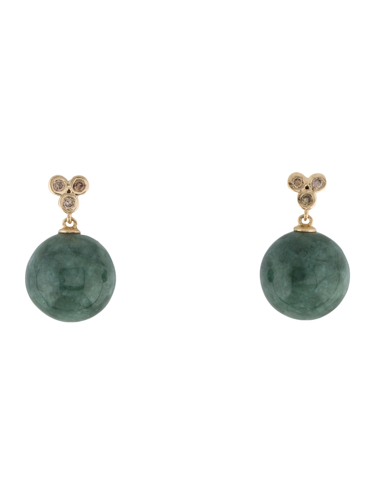 Earrings 14K Jadeite & Diamond Drop Earrings