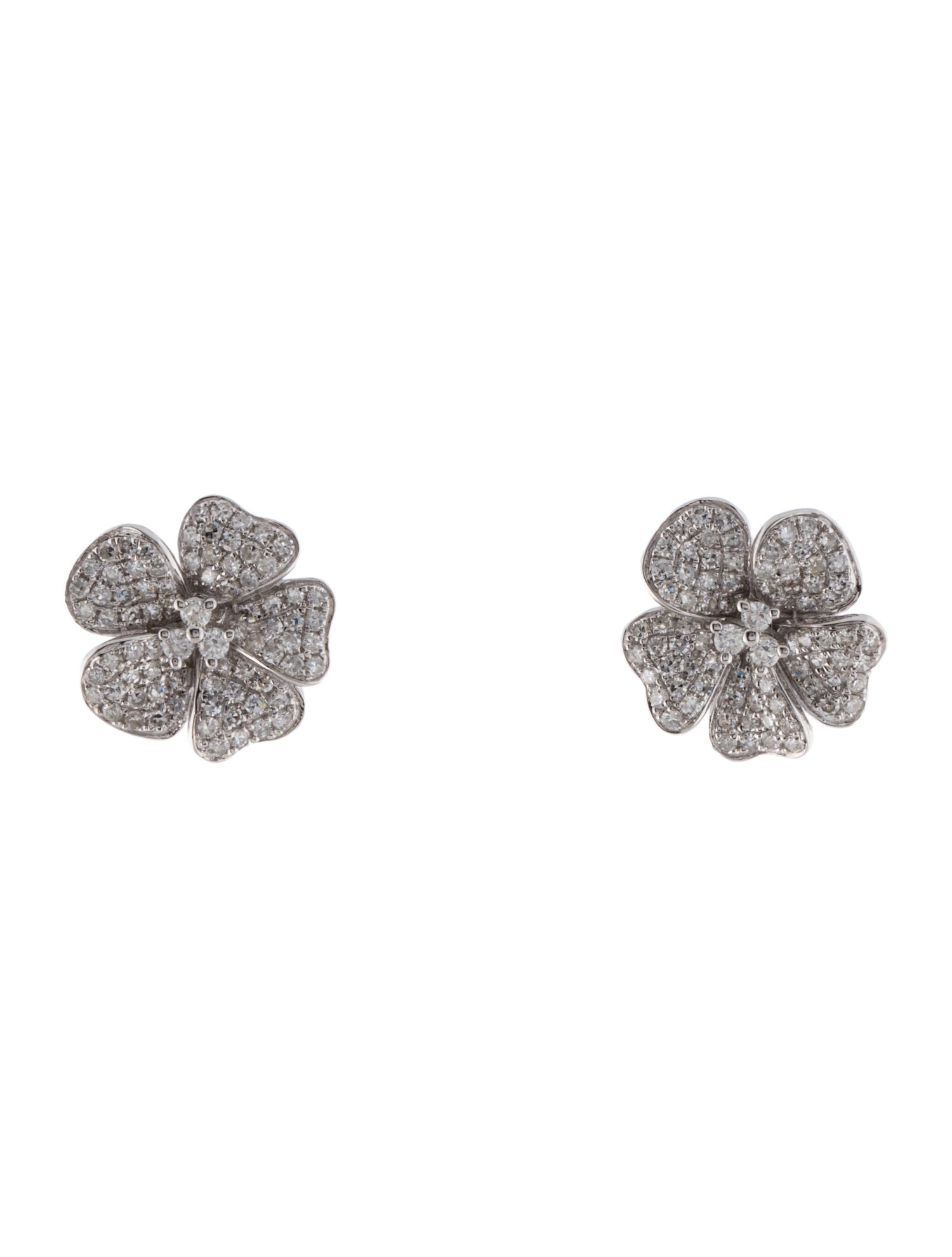 Earrings 14K Diamond Flower Stud