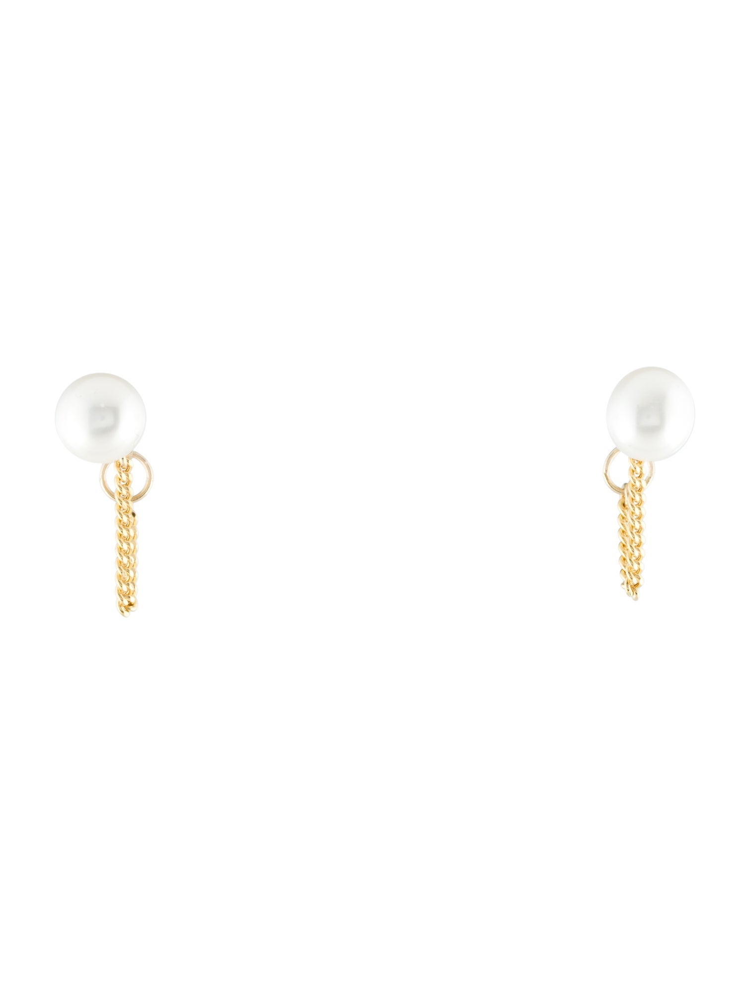 Earrings 14K Pearl Chain Drop Earrings
