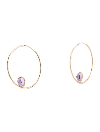 Earrings 14K Amethyst Hoop Earrings