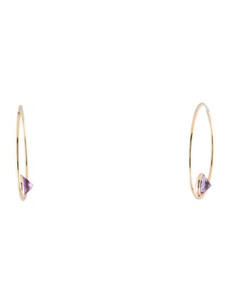 Earrings 14K Amethyst Hoop Earrings