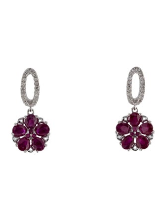 Earrings 14K 1.68ctw Ruby & Diamond Drop Earrings