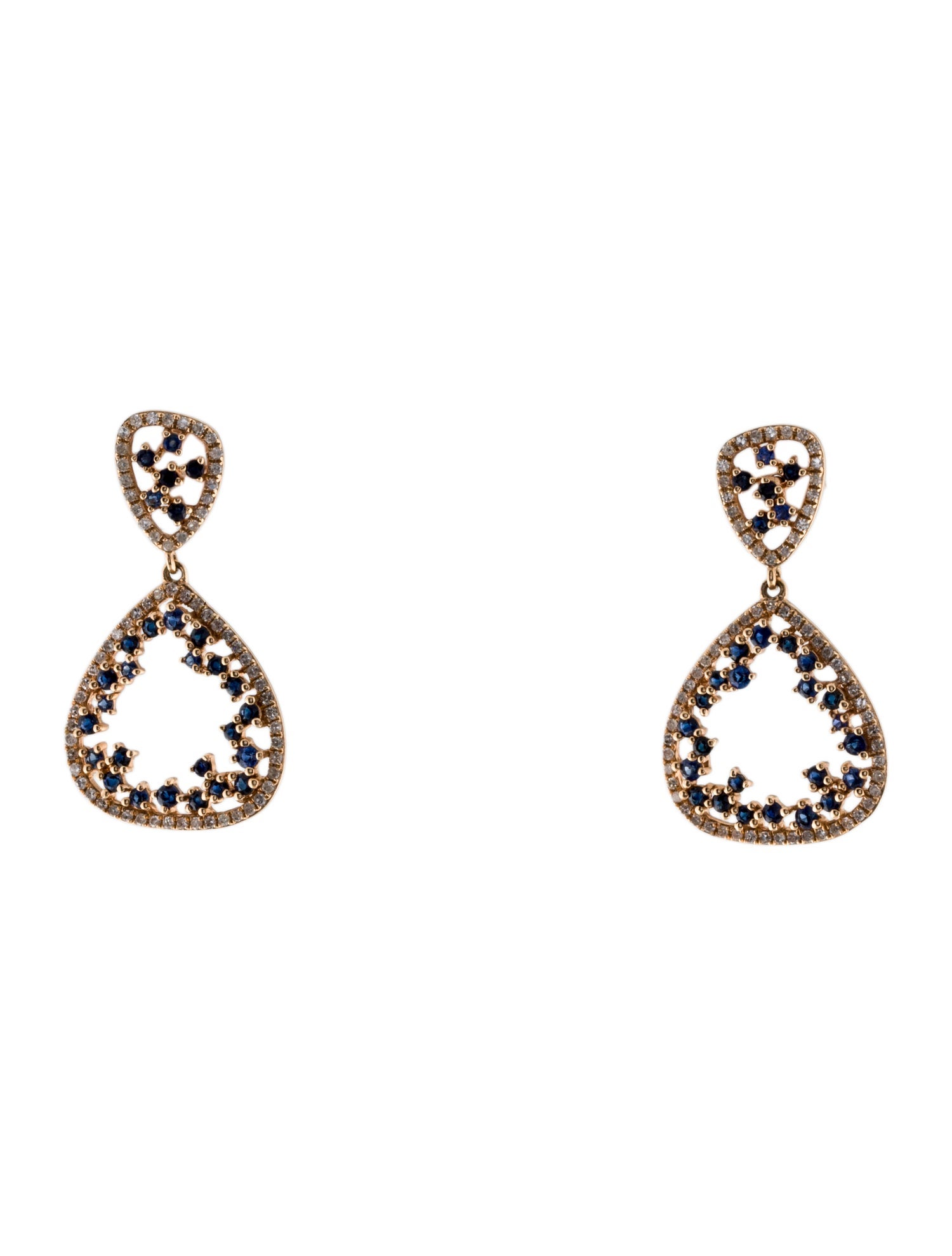 Earrings 14K Sapphire & Diamond Drop Earrings