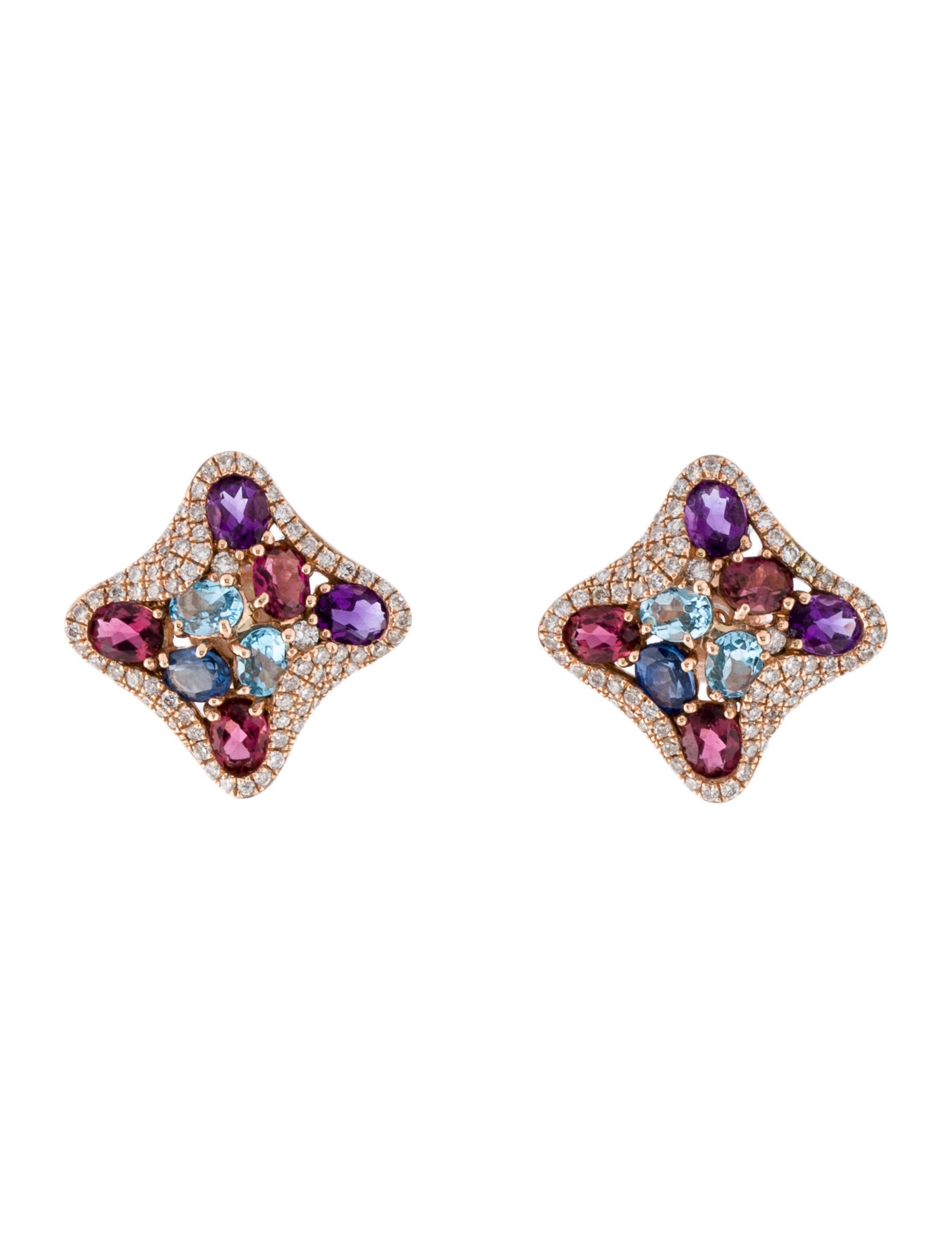 Earrings 14K Multistone Stud Earrings