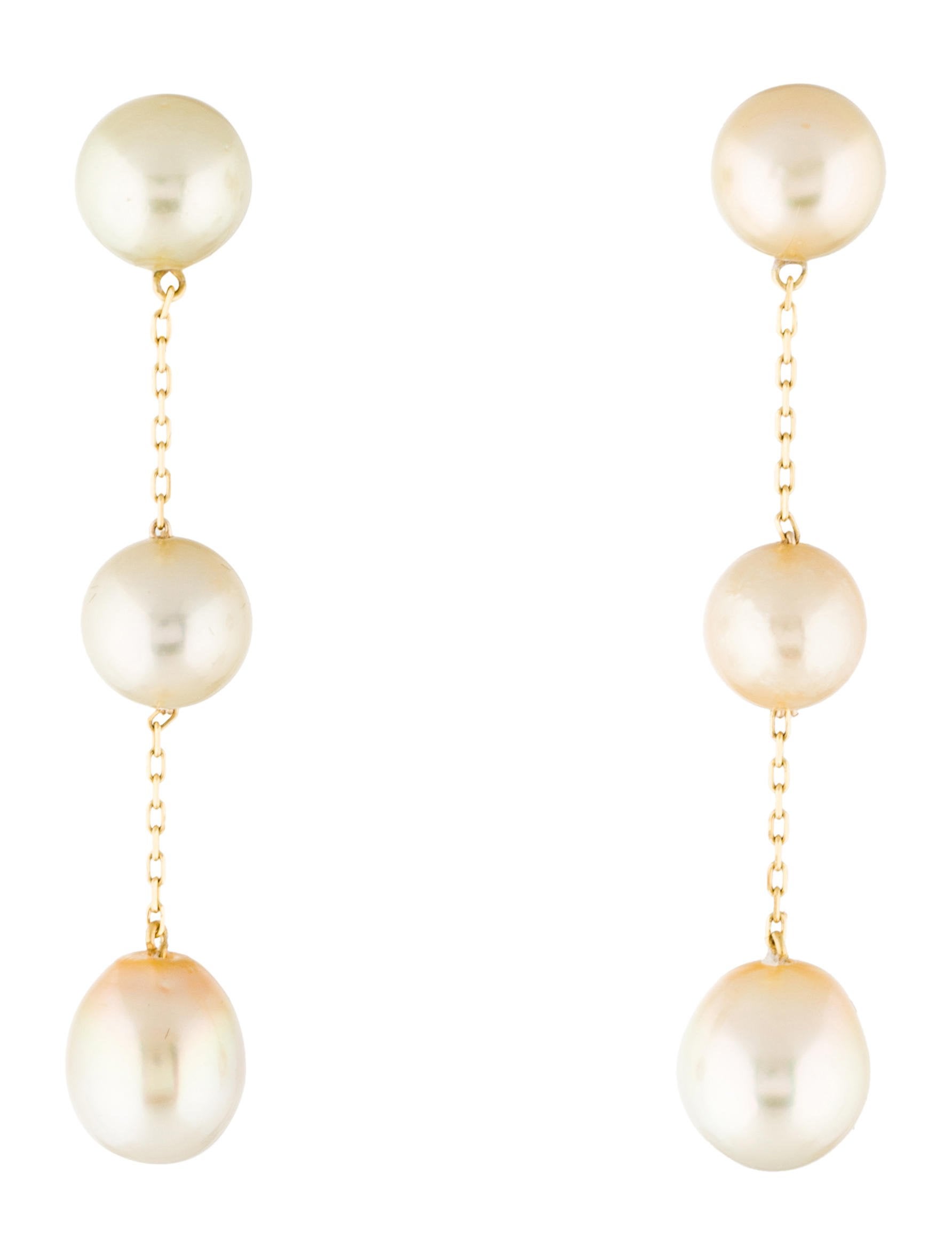Earrings 18K Yellow Pearl Drop Earrings