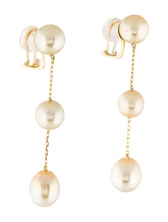 Earrings 18K Yellow Pearl Drop Earrings